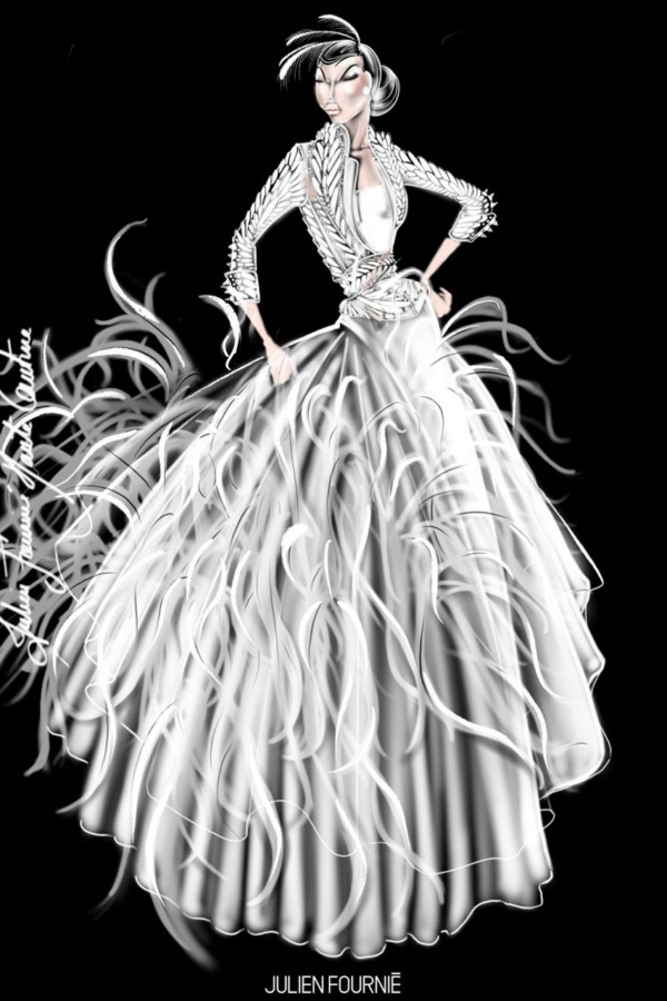 SKETCH OF A HAUTE HAUTE DRESS DESIGNED BY JULIEN FOURNIÉ haute couture