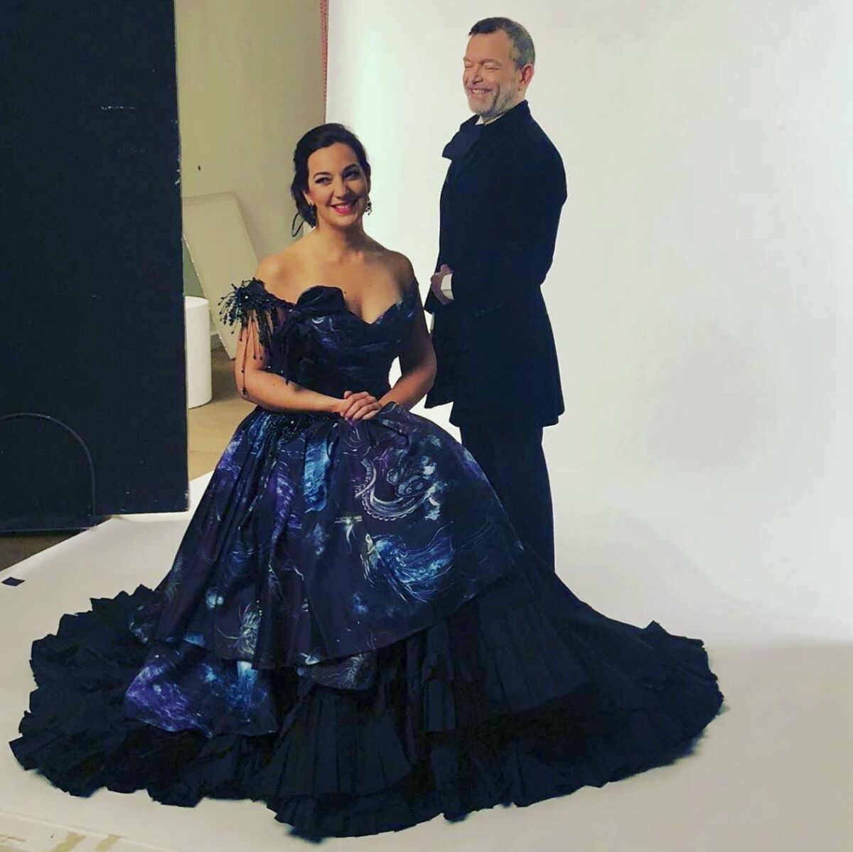Marina Viotti in a grand ball dress by Julien Fournié for her new album