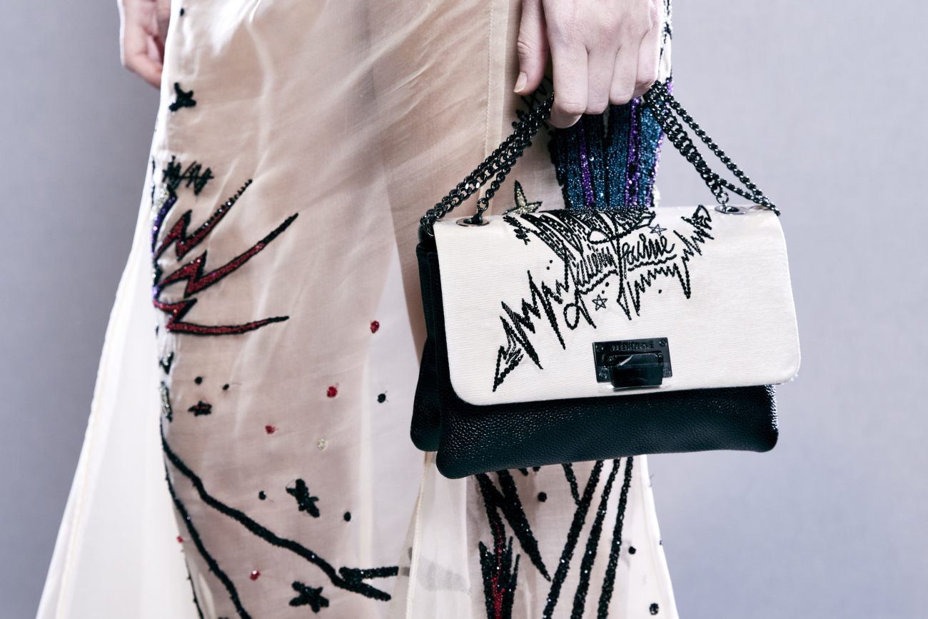 Become a Stockist of Julien Fournié Haute Couture Handbags Graphiti Premier handbag with Julien Fournié's signature