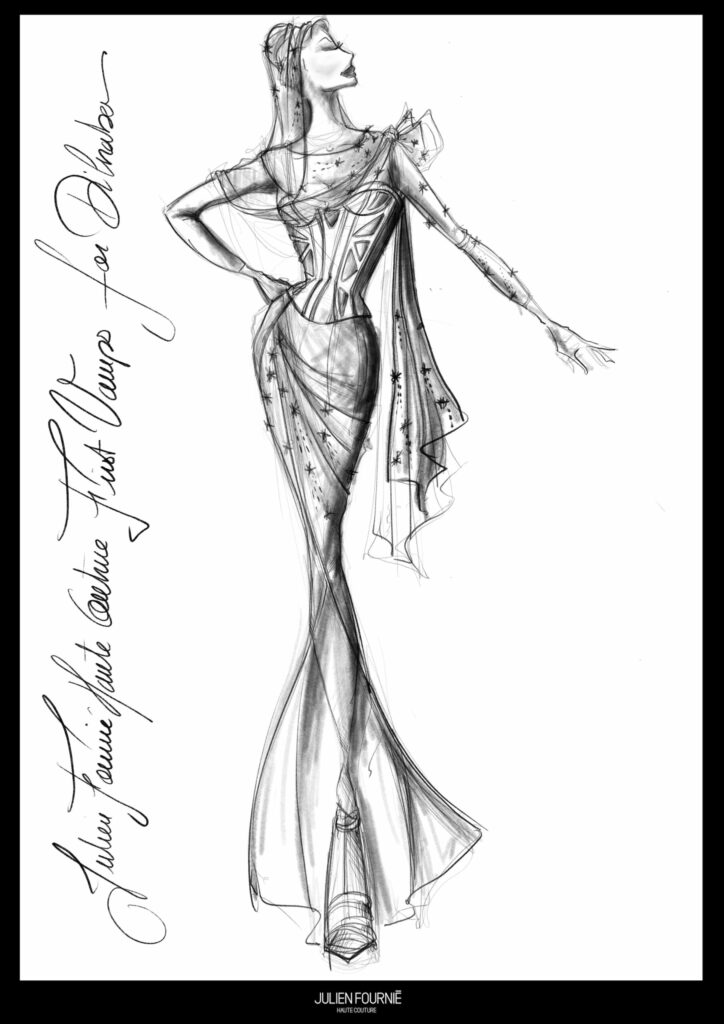 How a Haute Couture Dress Is Made sketch of a haute couture dress by Julien Fournié