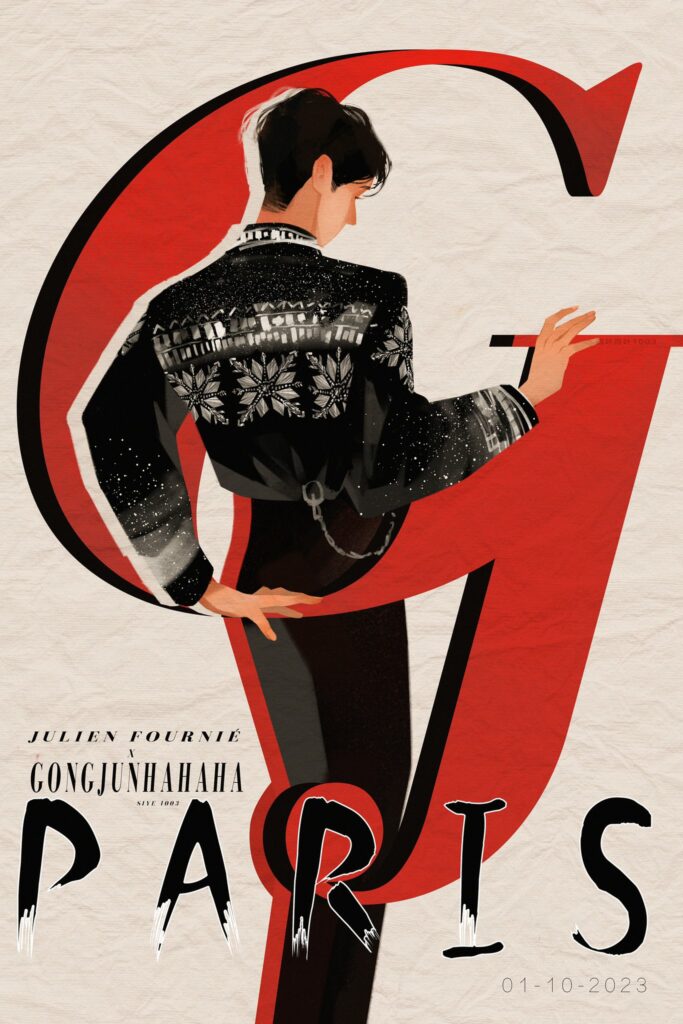 smoking haute couture L'acteur Gong Jun (龚俊) dans un smoking haute couture First Shield pour le défilé L'Oréal Paris, Fashion Week de Paris