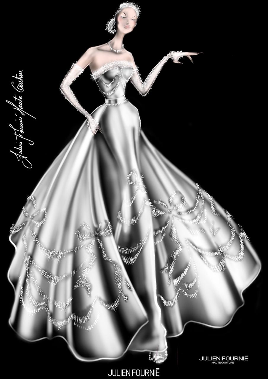 sketch of a Haute Couture gown