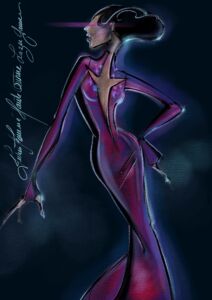 dessin d'une robe de haute couture