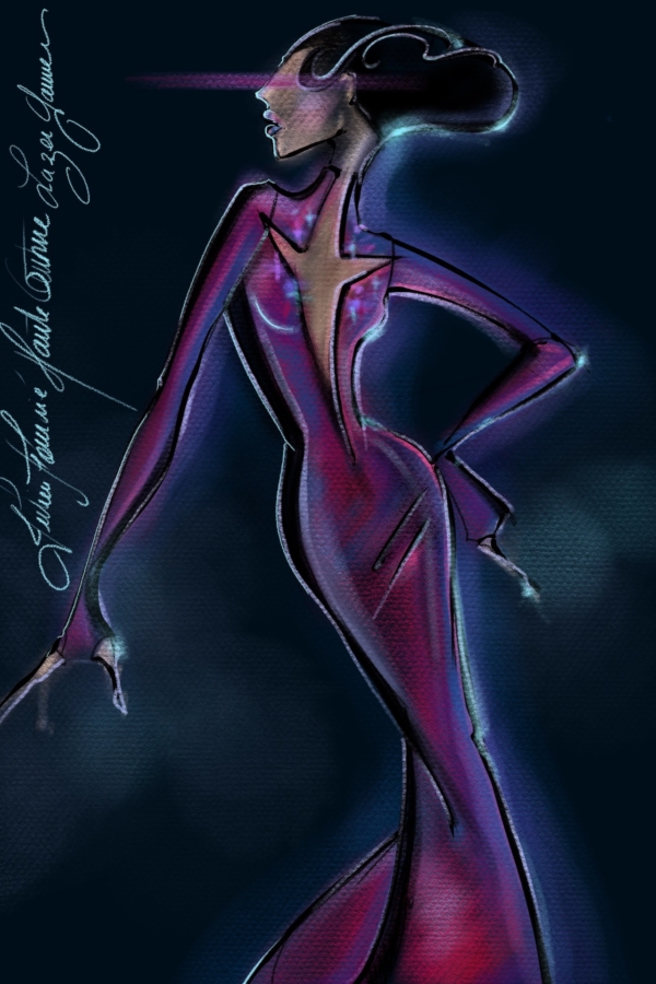 dessin d'une robe de haute couture